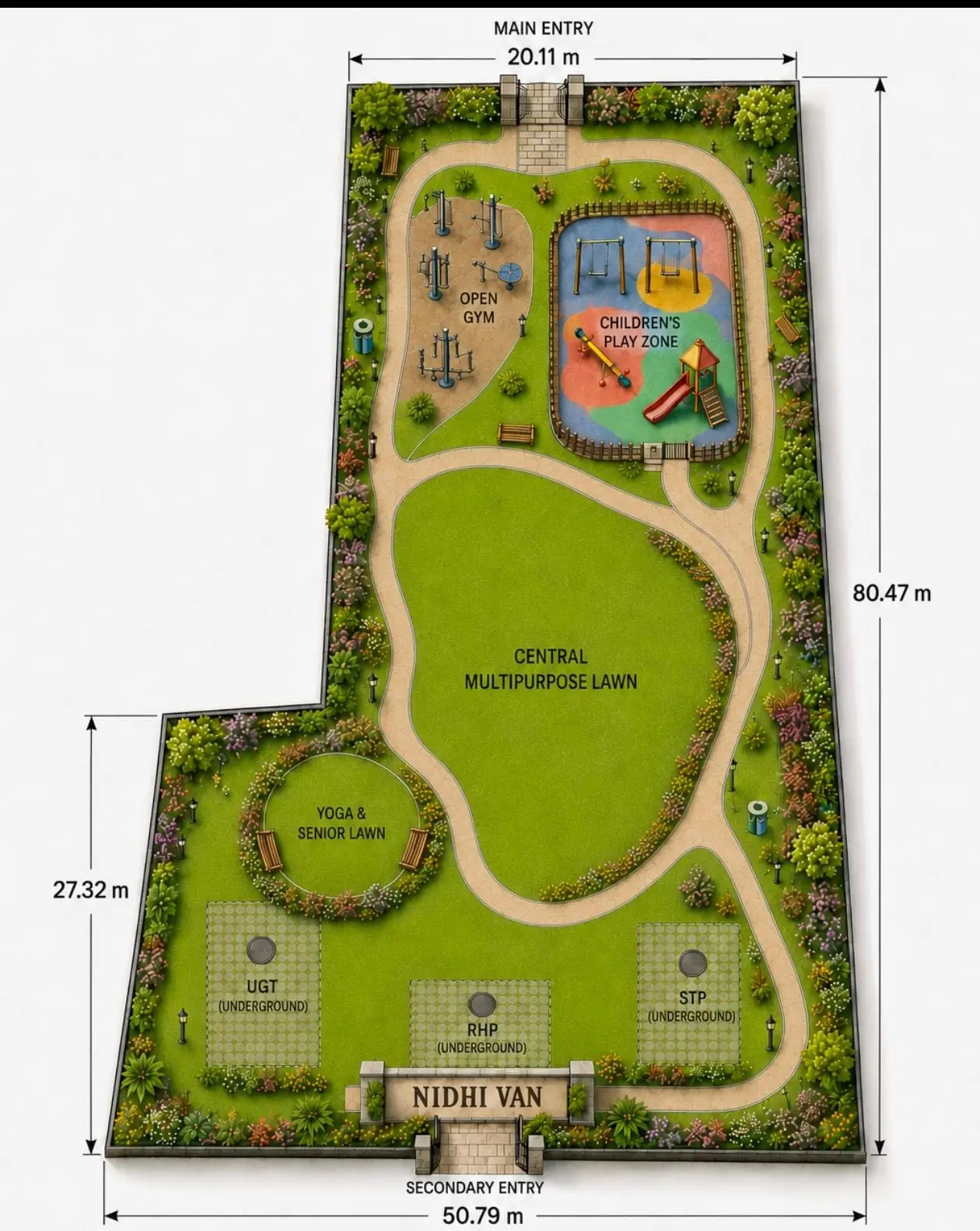 Nidhi Van approximately 20000 sq ft green area concept at Krishna Residency Faridabad